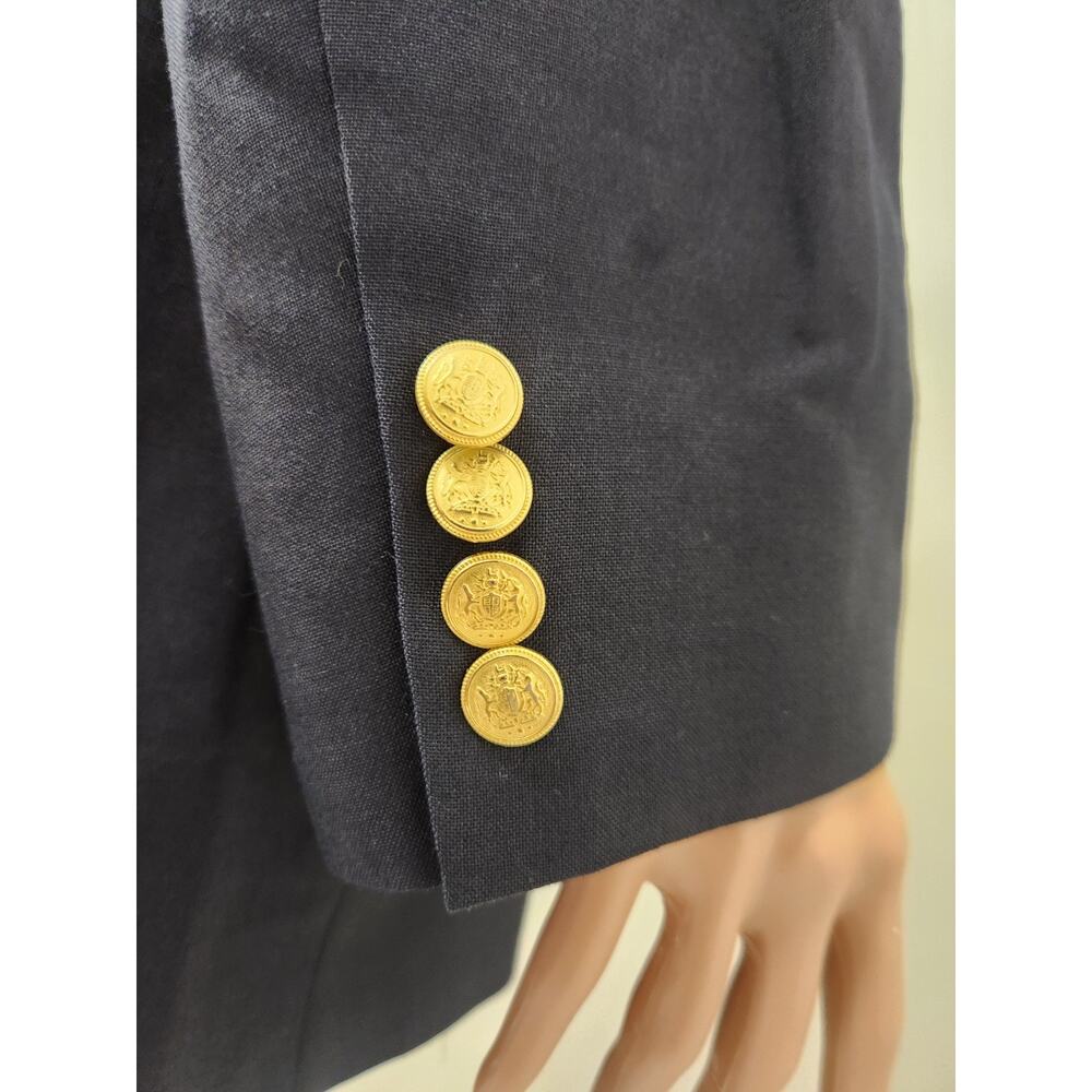 Nordstrom 40S Navy Blazer Gold Buttons 100% Wool Italian Preppy Sport Coat - Picture 11 of 12